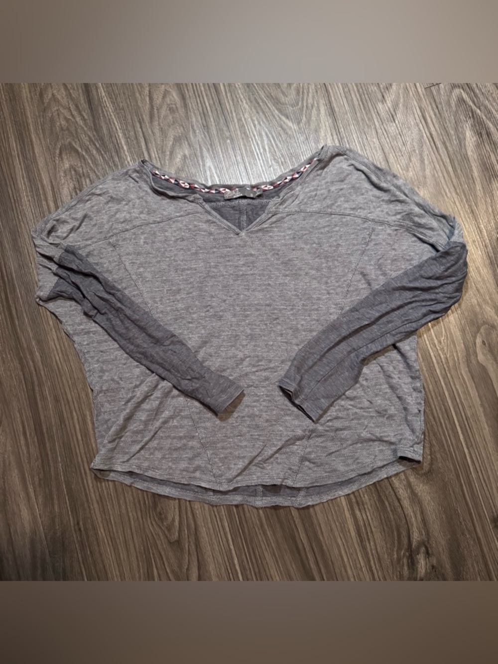 Prana Heather Gray Long Sleeve V-Neck Pullover